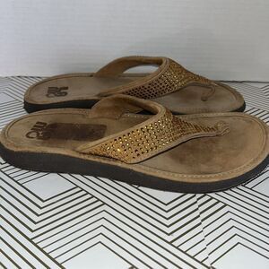 LAMO Footwear Women’s Thing Sandals‎ Size 10 Brown Rhinestones